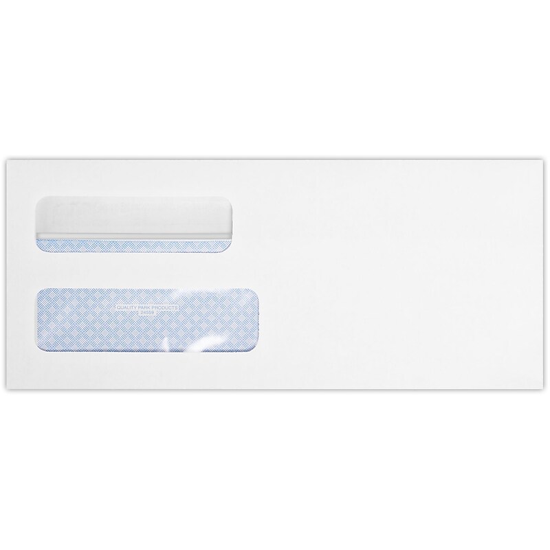 Quality Park Redi-Seal Self Seal Security Tinted #10 Double Window Envelope, 4 1/2" x 9 1/2", White Wove, 50/Pack (24559-QP-50) image 1
