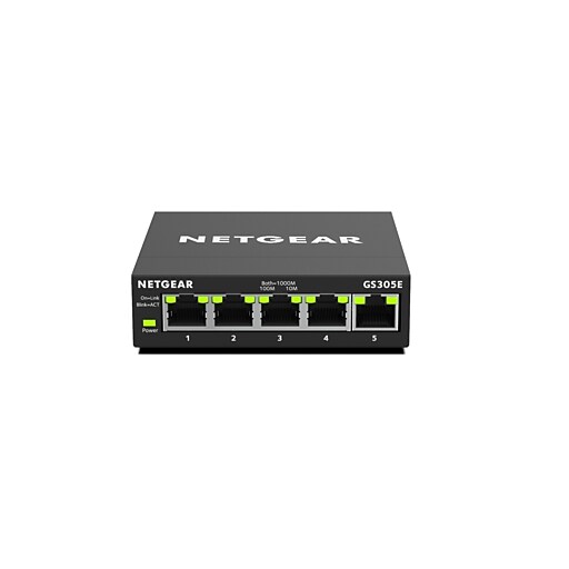 NETGEAR Plus GS305E 5Port Gigabit Switch, Desktop/Wall mount Staples