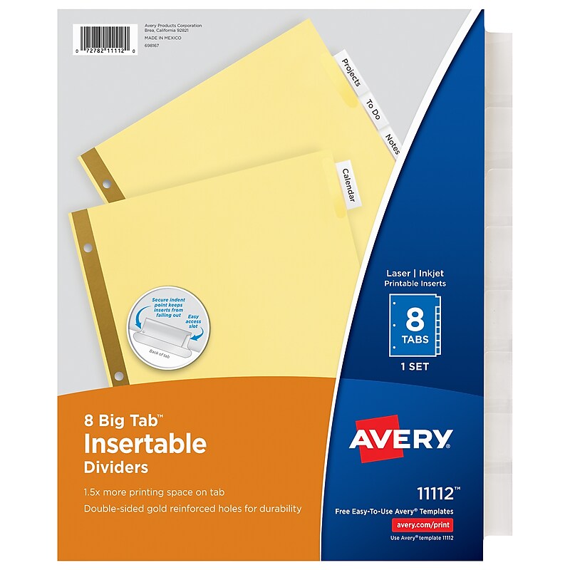 Avery Big Tab Insertable Paper Dividers, Clear 8 Tab, Buff  (11112) image 1