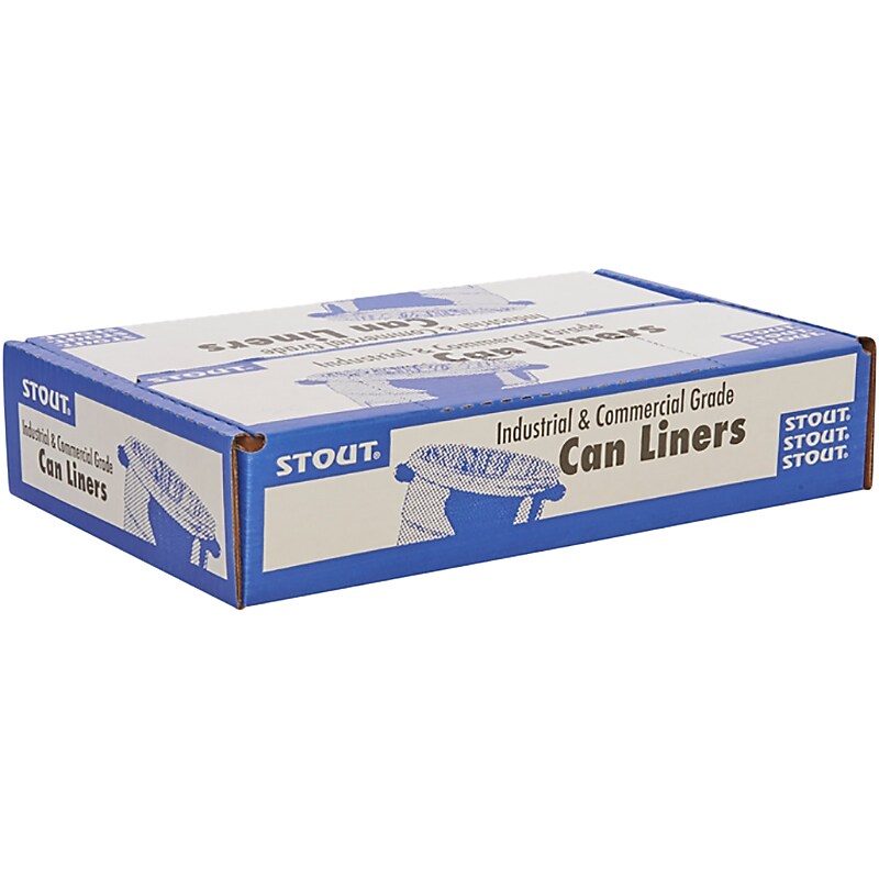 Stout 56 Gallon Industrial Trash Bag, 40" x 48", Low Density, 1.5, Brown, 100 Bags/Box (STOT4048B15) image 1