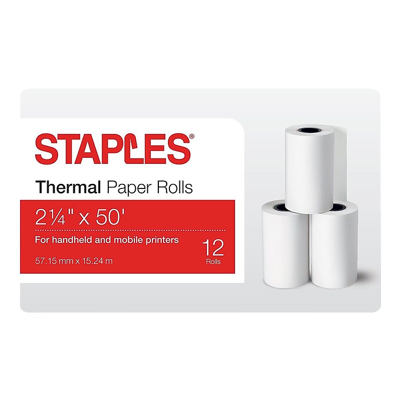 Staples 2.25" x 50' Thermal Fax Paper, 12/Carton (29886) image 1