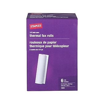 Staples® 8.5" x 98' Thermal Fax Paper, 6 Rolls/Pack (27123/269571/18)