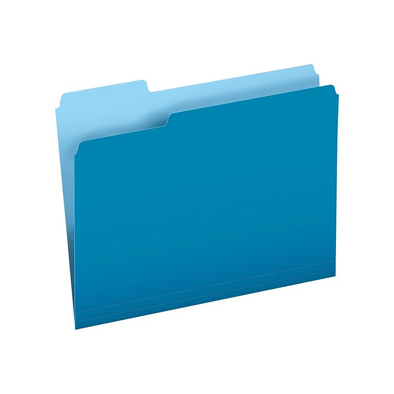 Pendaflex Two-Tone File Folder, 1/3-Cut Tab, Assorted, Letter Size, Blue, 100/Box (152 1/3 BLU) image 1