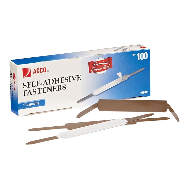 ACCO Premium Enameled Prong Fasteners, 1" Capacity, Brown, 100/Box (A7070011H) image 1