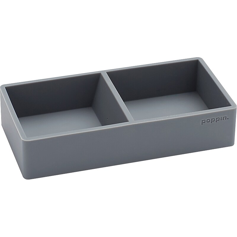 Poppin Softie This + That 2-Compartment Silicone Tray, Dark Gray (103077) image 1