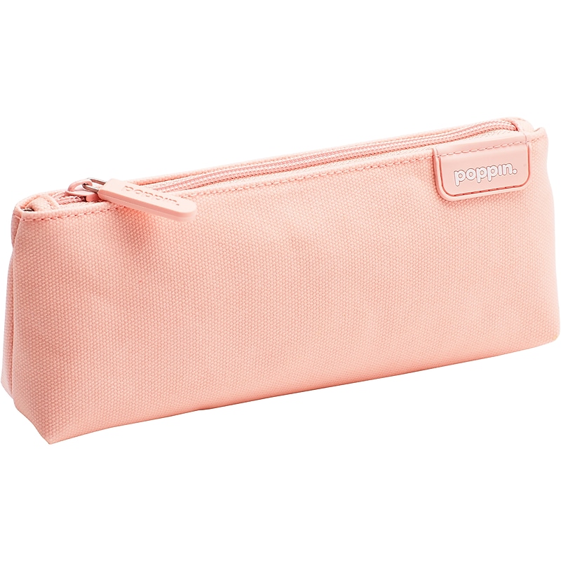 Poppin Zipper Canvas Pouch, Blush/Light Gray (104446) image 1
