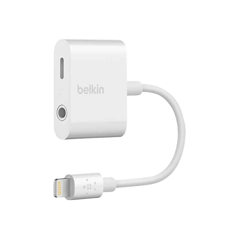 Belkin Audio + Charge RockStar Lightning Adapter for iPhone/iPad/iPod Touch, White (F8J212BTWHT) image 1