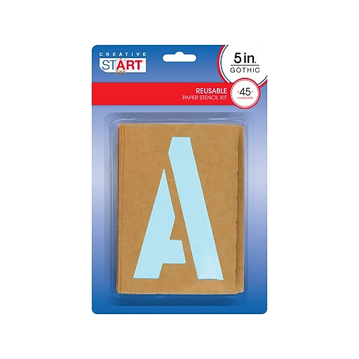 Creative Start Gothic Alphabet Stencils, Beige, 45/Box (105) Staples