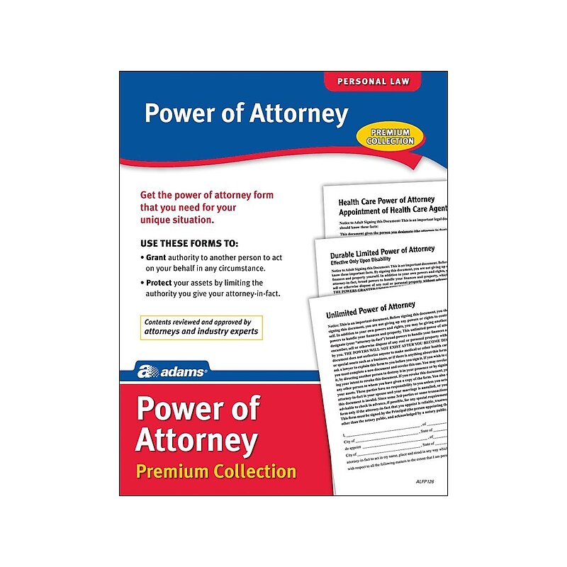 Adams Premium Collection Preprinted & Digital Power of Attorney Forms, 8.5"W x 11"L (ALFP126) image 1