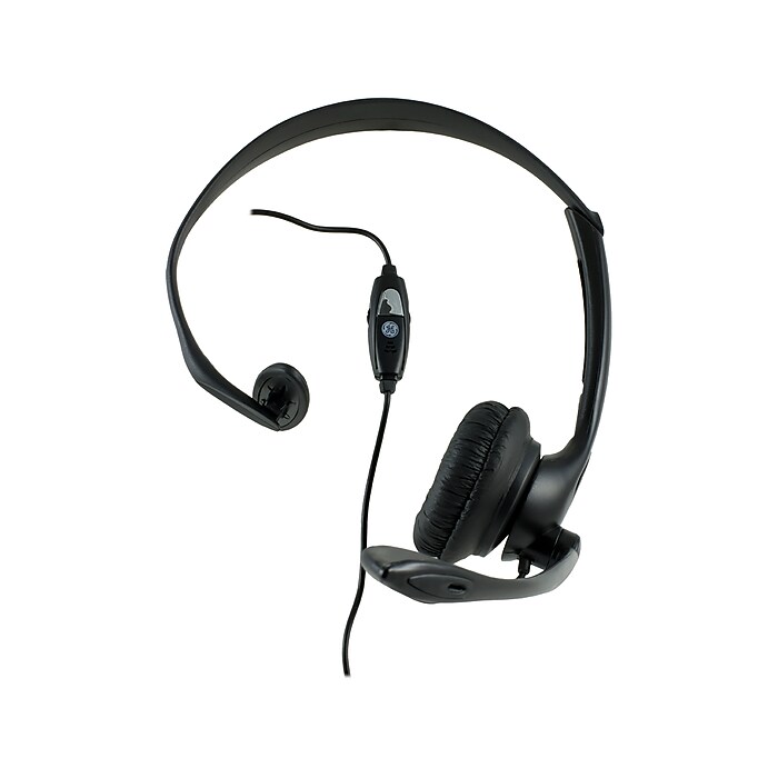 GE Noise Canceling Mono Hands-Free Headset, 3.5mm, Black (98999