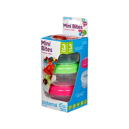 3 x Sistema To Go Mini Bites Snack Pots, Dips, Food Containers 130