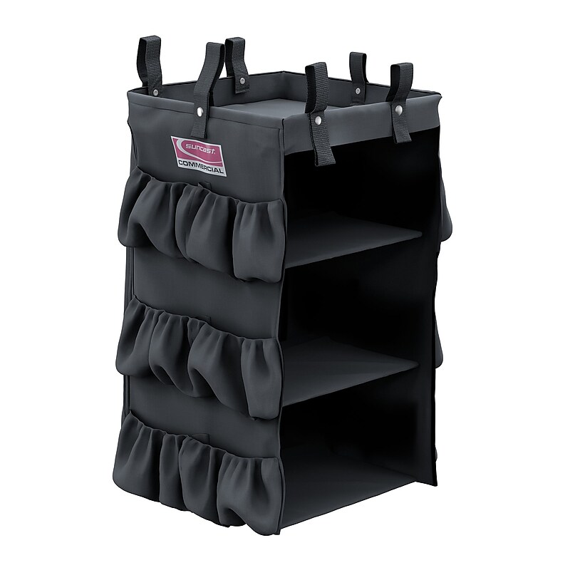 Suncast Commercial House Keeping 3 Sided Cleaning Cart Hanging Bag, Black Polyethylene (HKCBAG03D) image 1