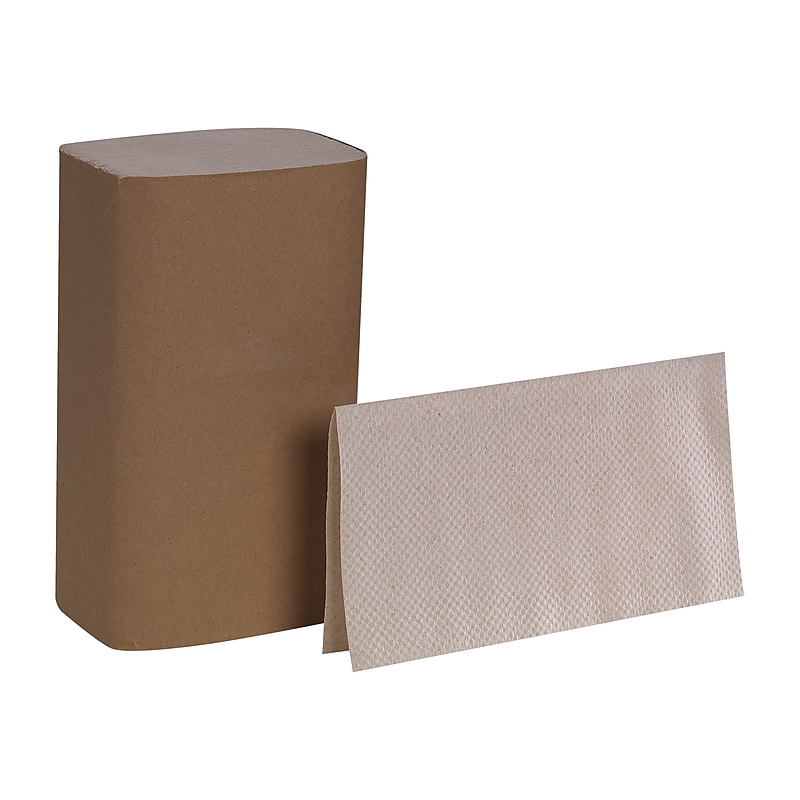 Pacific Blue Basic Recycled Single Fold Paper Towels, 1-ply, Brown, 250 Sheets/Pack, 16 Packs/Carton (23504) image 1