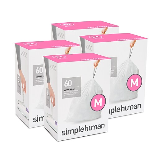 simplehuman® Custom Fit Trash Bags, Code M, 12 Gallon, 240 Bags/Box at