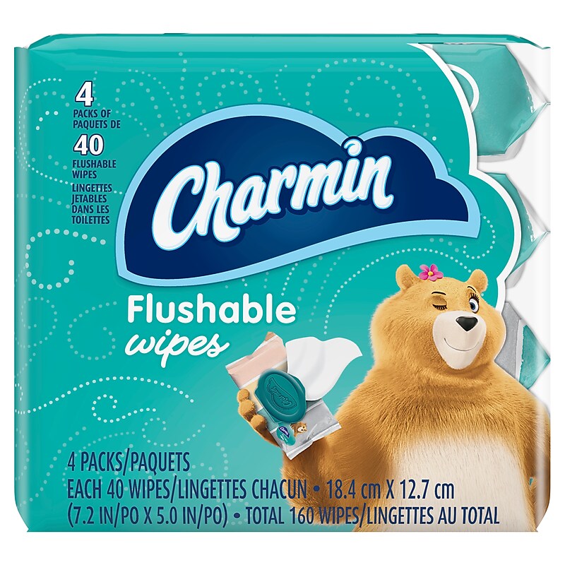Charmin Flushable Wipes, White, 40 Sheets/Pack, 4/Pack (79619) image 1