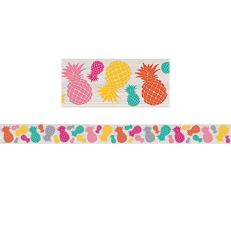 Teacher Created Resources Tropical Punch Pineapples Straight Border Trim (TCR2157) image 1