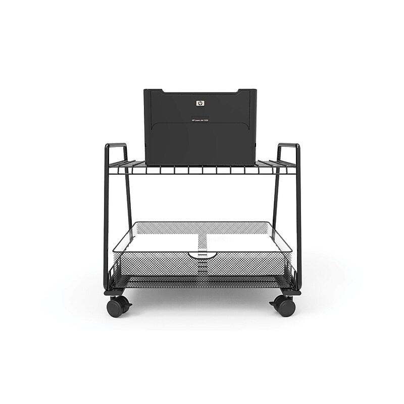 Safco 2-Shelf Metal Mobile Machine Stand with Lockable Wheels, Black (5208BL) image 1
