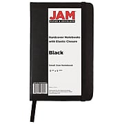 JAM Paper® Hardcover Notebook With Elastic, Small Journal, 3 3/4 x 5 5/8, Black, 100 Lined Sheets, Sold Individually (340526602)