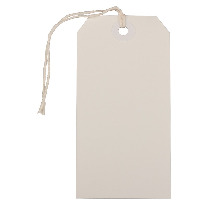 JAM Paper® Gift Tags with String, Medium, 2 3/8 x 4 3/4, White, 10/pack (39197120) image 1