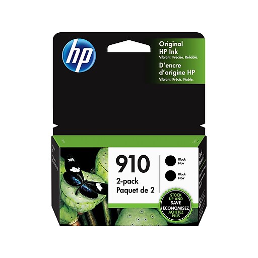 HP 910 Black Ink Cartridges, Standard Yield, 2/Pack (3JB40AN) at Staples
