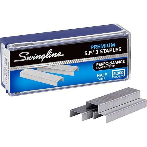 Swingline S.F. 3 Premium 1/4" Length Standard Staples, Half Strip, 5000