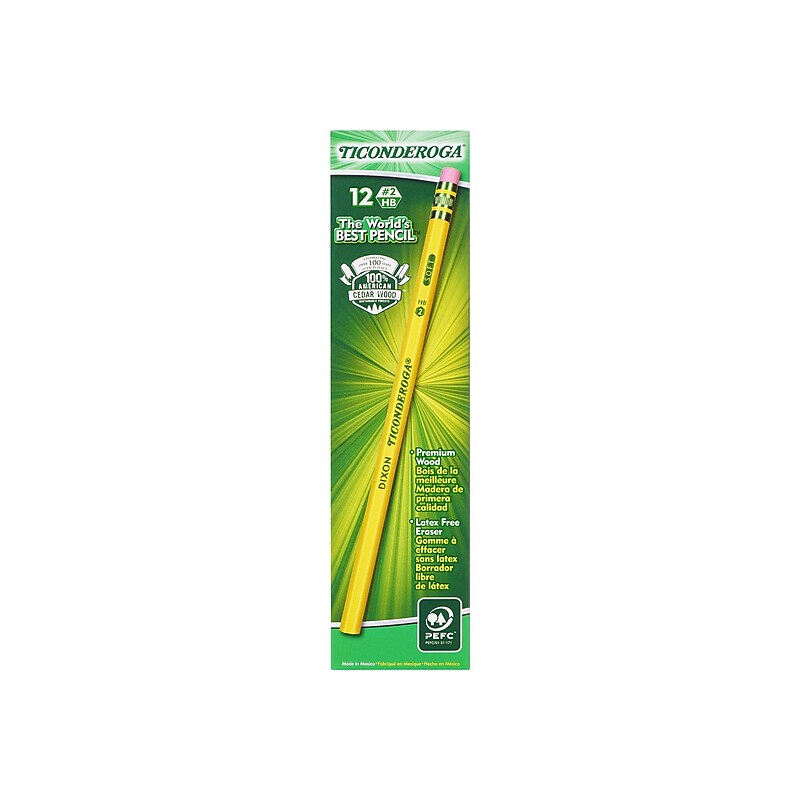 Ticonderoga Dixon Wooden Pencil, #2 Soft Lead, Dozen (13824) image 1