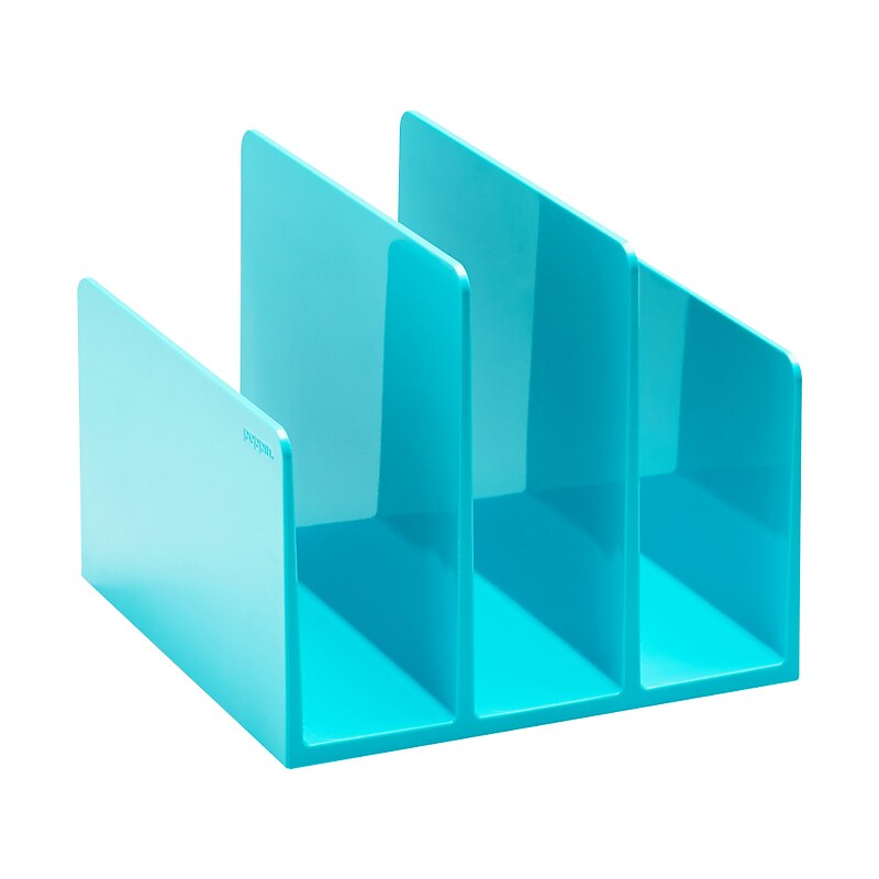 Poppin ABS Plastic Fin File Sorter, Aqua (102747) image 1