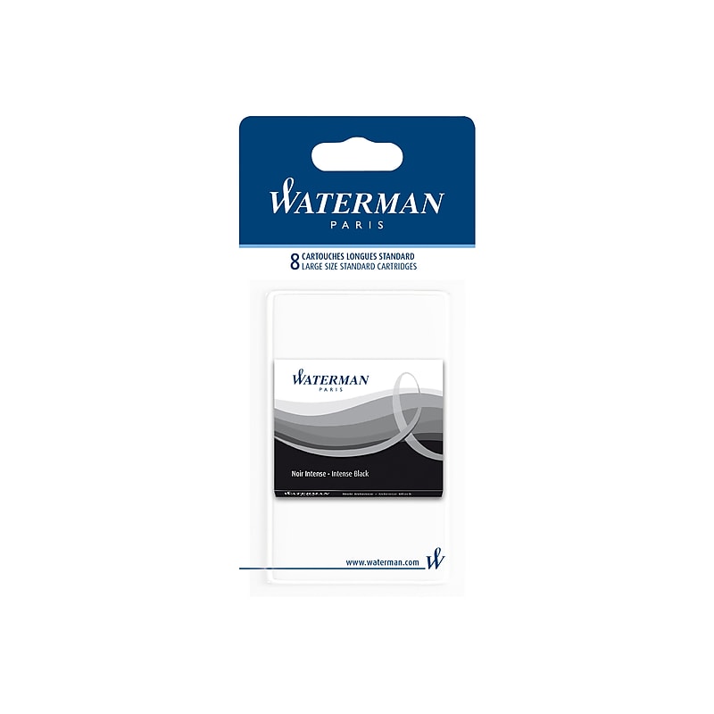 Waterman Paris Fountain Cartridge Pen Refill, Black Ink, 8/Pack (S0712991) image 1