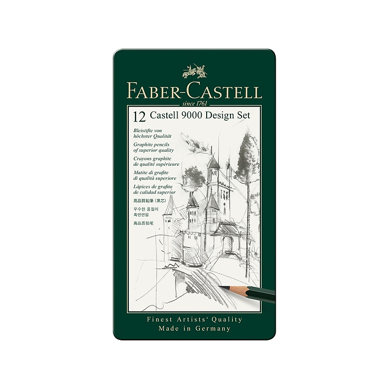 Faber-Castell 9000 Design Set Classic Graphite Pencils, Black, 12/Pack (119064) image 1