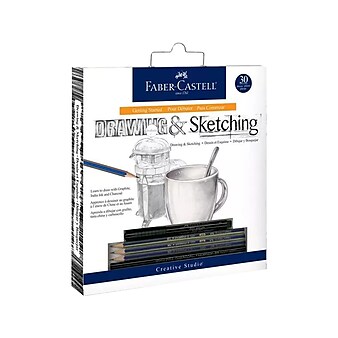 Faber-Castell Creative Studio Getting Started Classic Drawing Kit, Gray, 30 Pieces (FC800052T)