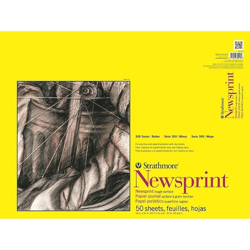 Strathmore 300 Series Newsprint Pad, 18" x 24", Natural-Toned (307-818) image 1