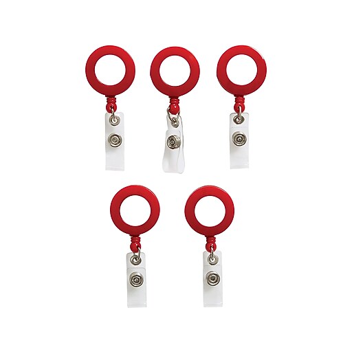 Staples Clip On Badge Reels, Red, 5/Pack (51915) at Staples