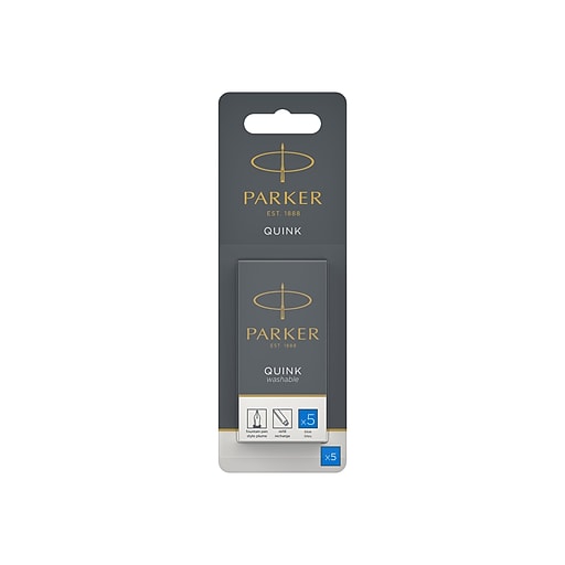 Parker Quink Fountain Cartridge Pen Refill, Blue Ink, 5/Pack