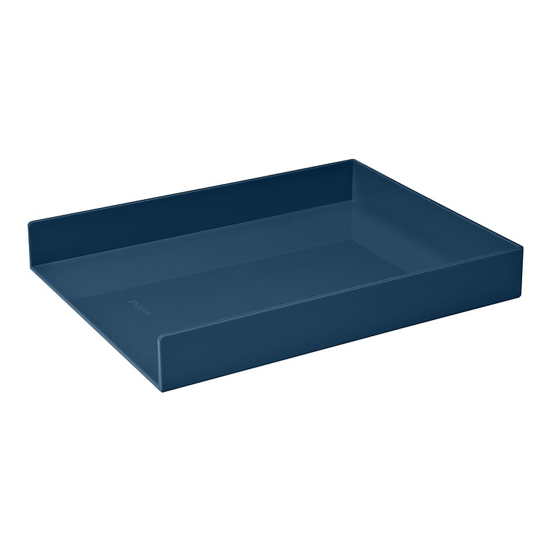 Poppin Stackable Front Loading Letter Tray, Slate Blue (105971) image 1