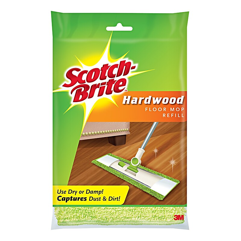 Scotch-Brite™ Microfiber Hardwood Floor Mop Refill, Green, 1/Pack (M-005-R) image 1