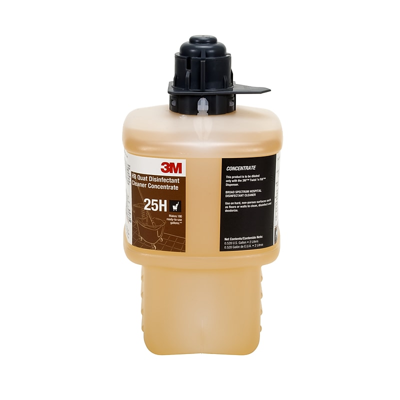 3M Twist N' Fill HB Quat Disinfectant Cleaner Concentrate 25H, Gray Cap, 2 Liter, 6/Case image 1
