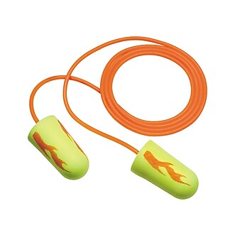 3M™ E-A-Rsoft™ Yellow Neon Blasts™ Earplugs, Corded, Poly Bag, Regular Size, 200 Pairs/Pack(311-1252)