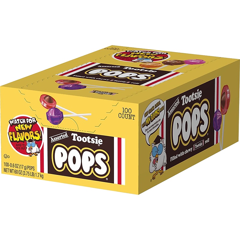 Tootsie Roll Pops Lollipops, Assorted Flavors, 60 oz., 100 Pieces (TOO508) image 1
