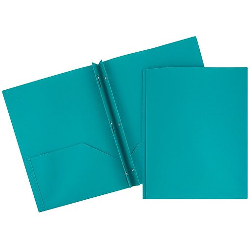 JAM Paper® Plastic Eco Two Pocket Clasp School Folders with Prong Clip