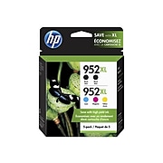 HP 952XL Black/Cyan/Magenta/Yellow High Yield Ink Cartridge, 5/Pack (6ZA00AN#140)