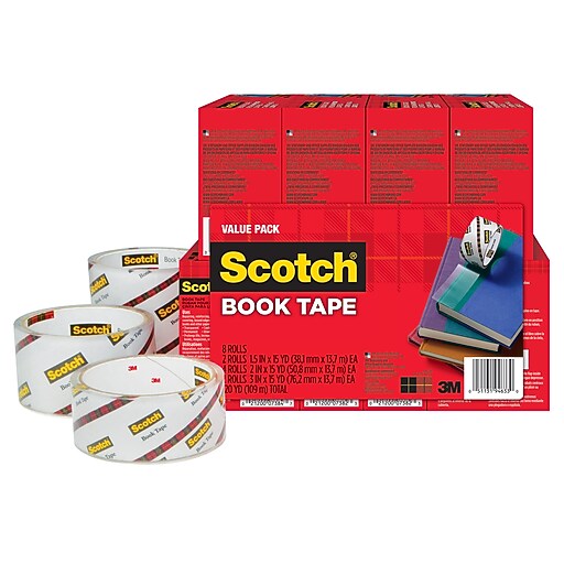 Scotch® Book Tape, Transparent, Value Pack, Various Widths in Sizes, 3