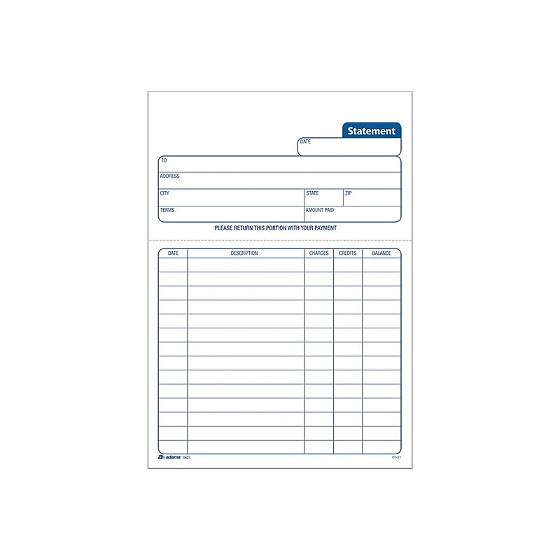 Adams 1-Part Invoices, 5.56"W x 8.44"L, 100 Sets/Book (9621) image 1