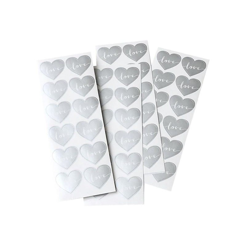 Gartner Studios Love Heart Stickers, Silver, 48/Pack (18551) image 1