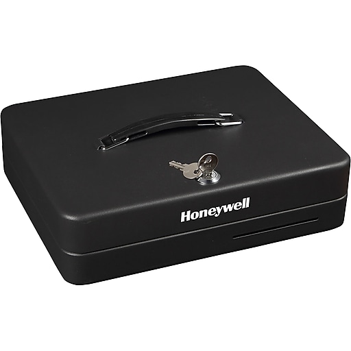 Honeywell Deluxe Cash Security Box, 13 Compartments, Black (6113) Staples