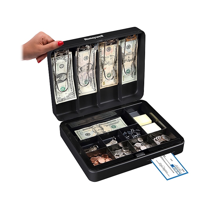 Honeywell Deluxe Cash Security Box, 13 Compartments, Black (6113
