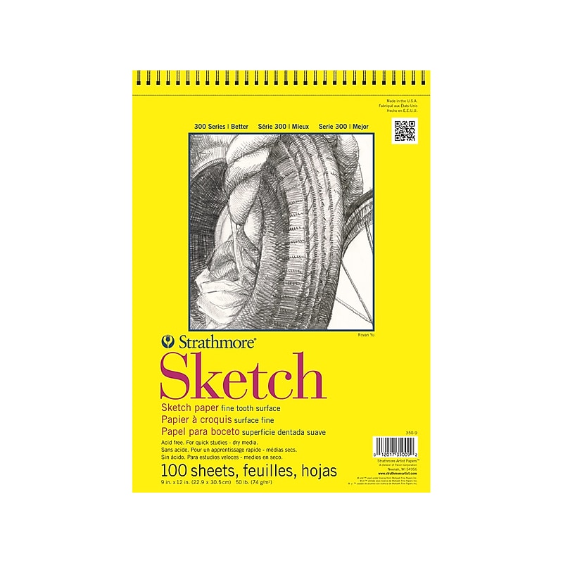 Strathmore 300 Series 9" x 12" Sketch Pad, 100 Sheets/Pad (350-9) image 1