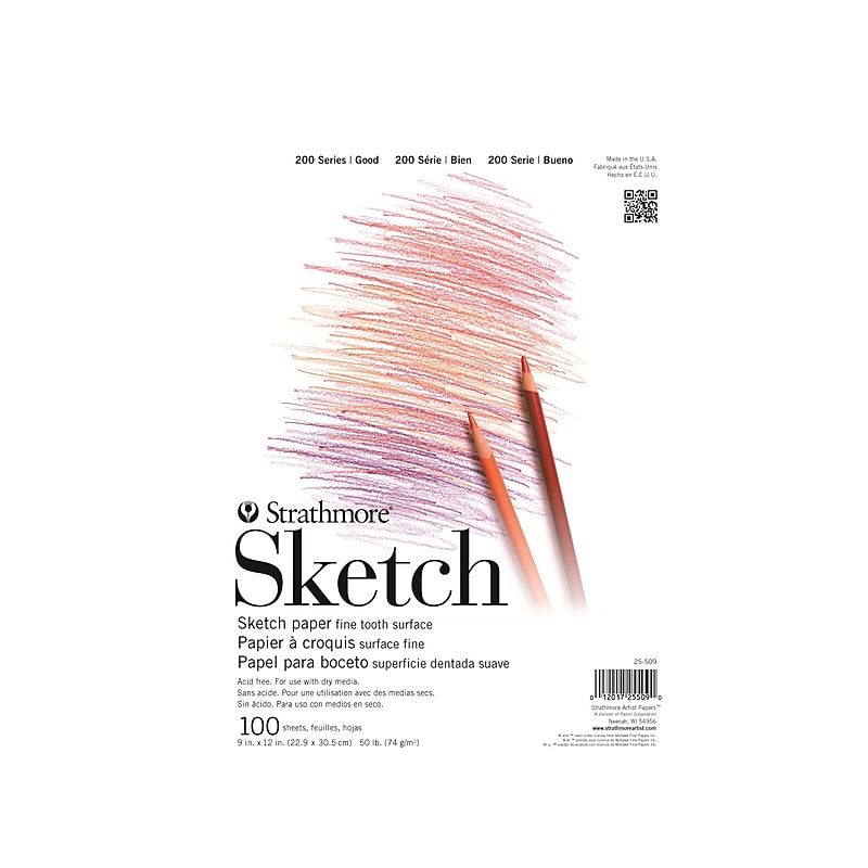 Strathmore 200 Series 9" x 12" Tape Bound Sketch Pad, 100 Sheets/Pad (25-509) image 1
