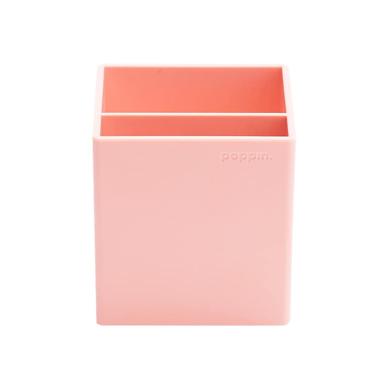 Poppin 2-Compartment ABS Plastic Pen Cup, Blush (104443) image 1