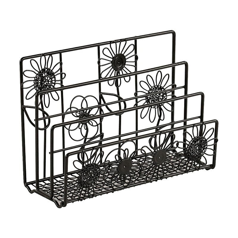 Design Ideas Doodles 3-Compartment Steel Letter Holder, Black (993104614) image 1