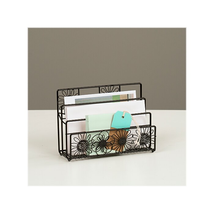 Design Ideas Doodles 3-Compartment Steel Letter Holder, Black
